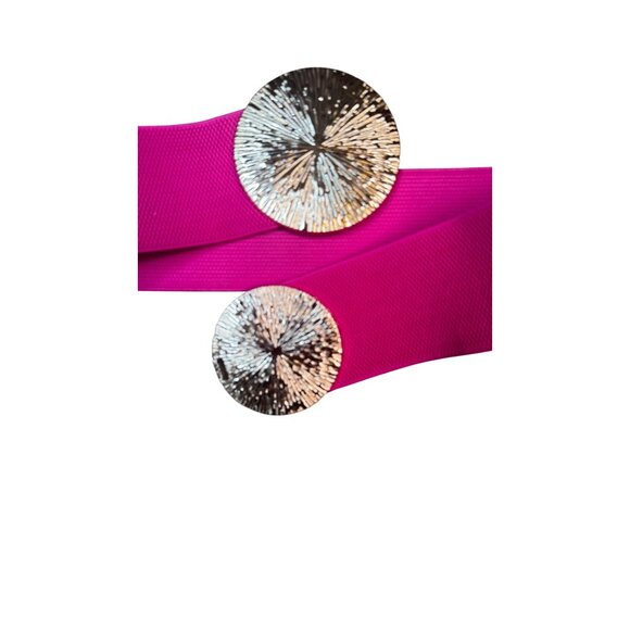2/$30 Elastic Wide Corset Magenta Waist Belt Metallic Snap Buckle - Picture 3 of 10